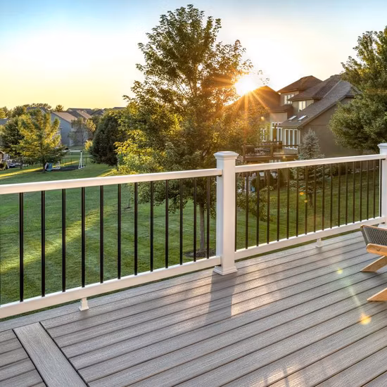 High Quality Vinyl Aluminum Union Railing, PVC Aluminum Picket Stair Railing, Plastic Decking Railing
