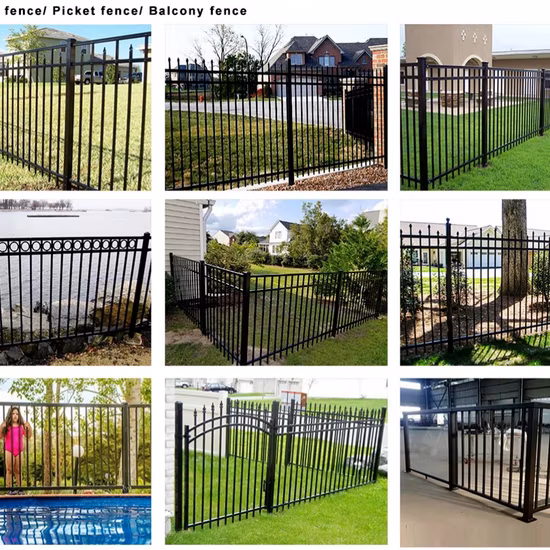 Galvanized Steel/Aluminum/Iron/Security Picket Fence/Gardon/Factory/Yard/House/Door/Boundary Panel Post Fence