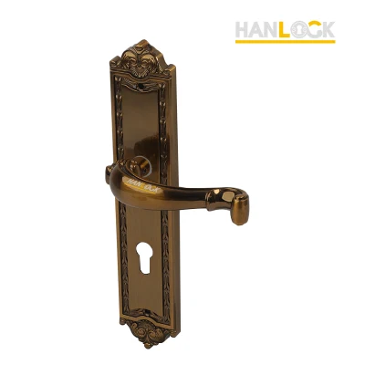 Gold Color Villa Construction Decorative Hardware Fancy Door Handles with Plate