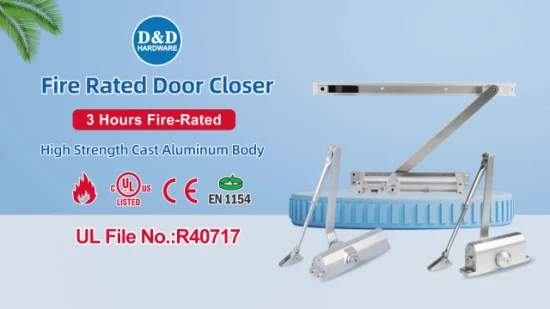 UL Listed Aluminum Alloy Best 180 Degree Automatic Hydraulic Fire Rated Back Check Adjusting Overhead Quiet Hold Open Residential CE Door Closer